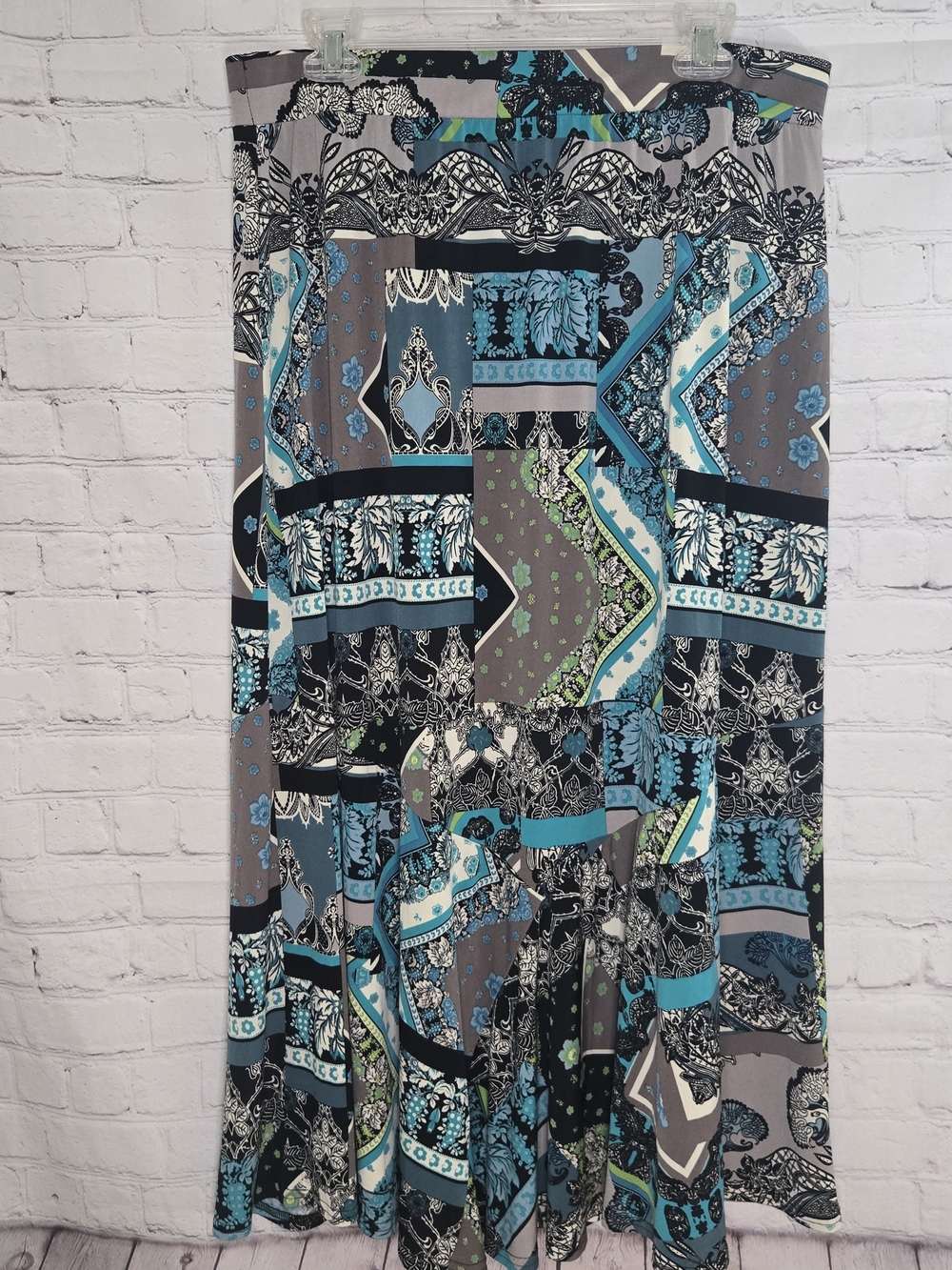 Y2k‎ patchwork paisley slinky maxi column skirt indie boho retro Southern Lady L